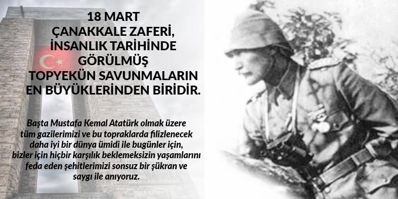 18 Mart Çanakkale Zaferi, İnsanlık Tarihinde Görülmüş Topyekün Savunmaların En Büyüklerinden Biridir