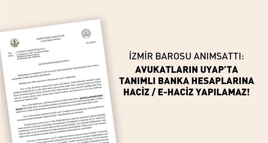 Avukatların Uyap’ta Tanımlı Banka Hesaplarına Haciz / E-Haciz Yapılamaz!
