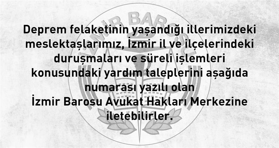 Deprem Felaketinin Yaşandığı İllerdeki Meslektaşlarımız İçin