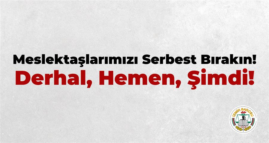 Meslektaşlarımızı Serbest Bırakın! Derhal, Hemen, Şimdi! 
