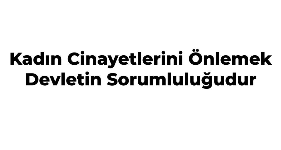 Kadın Cinayetlerini Önlemek Devletin Sorumluluğudur